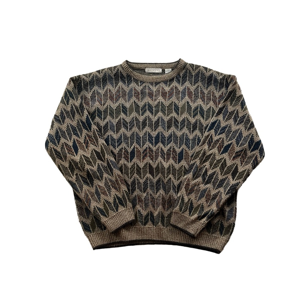 Vintage Retreat Eclectic Patterned Knit Sweater